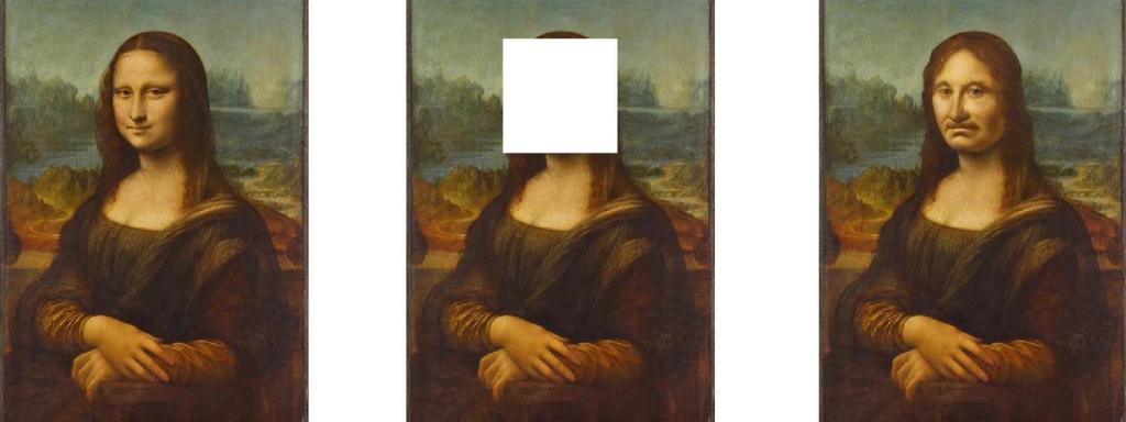 Ejemplo de técnica inpainting con La Mona Lisa
