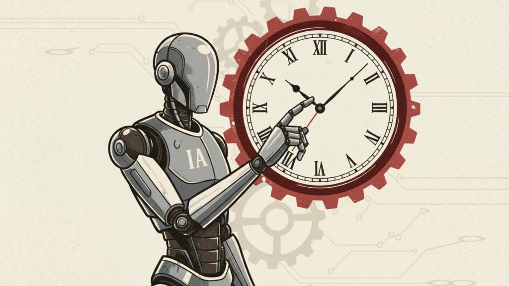 Ilustración que representa una IA interpretando un reloj