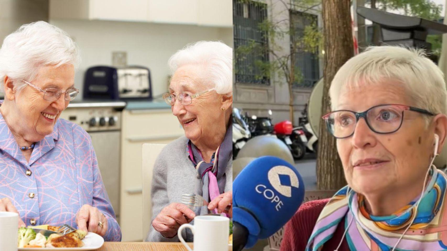 Montaje de Tomasa (derecha), jubilada de 70 años.