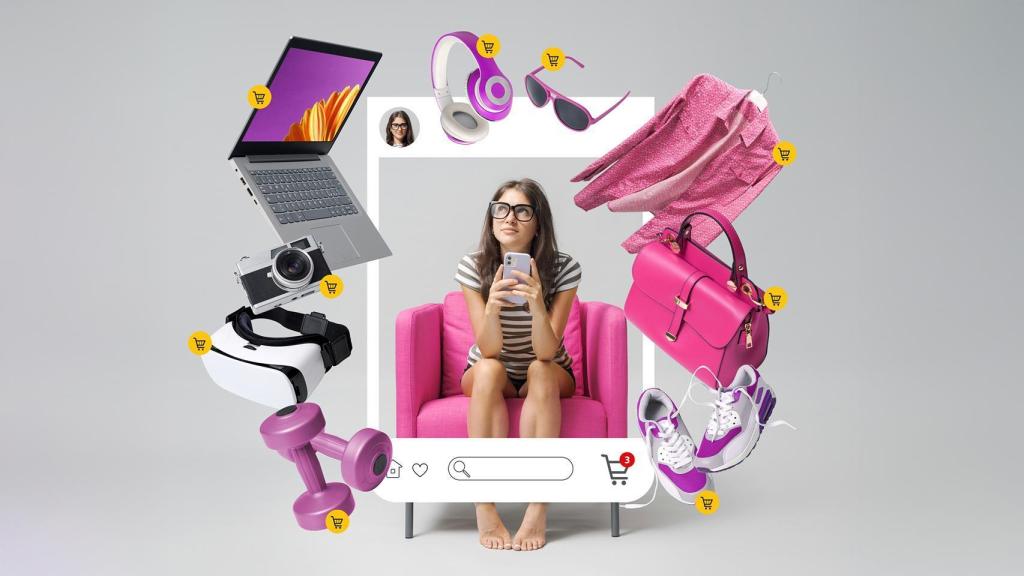 Ilustración de compras 'online' en un post de Instagram.