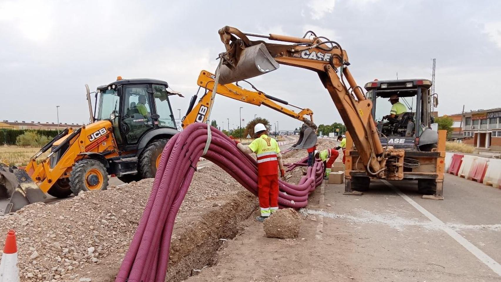 Obras de integración urbana de la N-232 en Utebo.