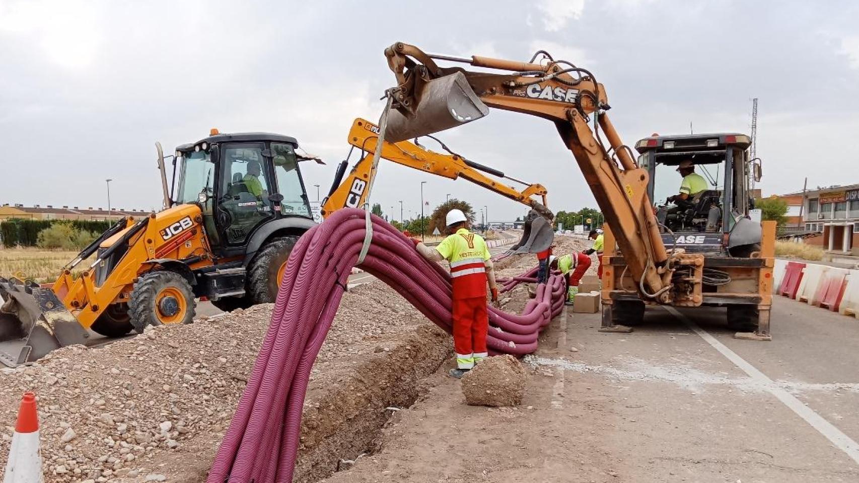 Obras de integración urbana de la N-232 en Utebo.