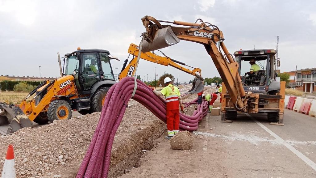 Obras de integración urbana de la N-232 en Utebo.