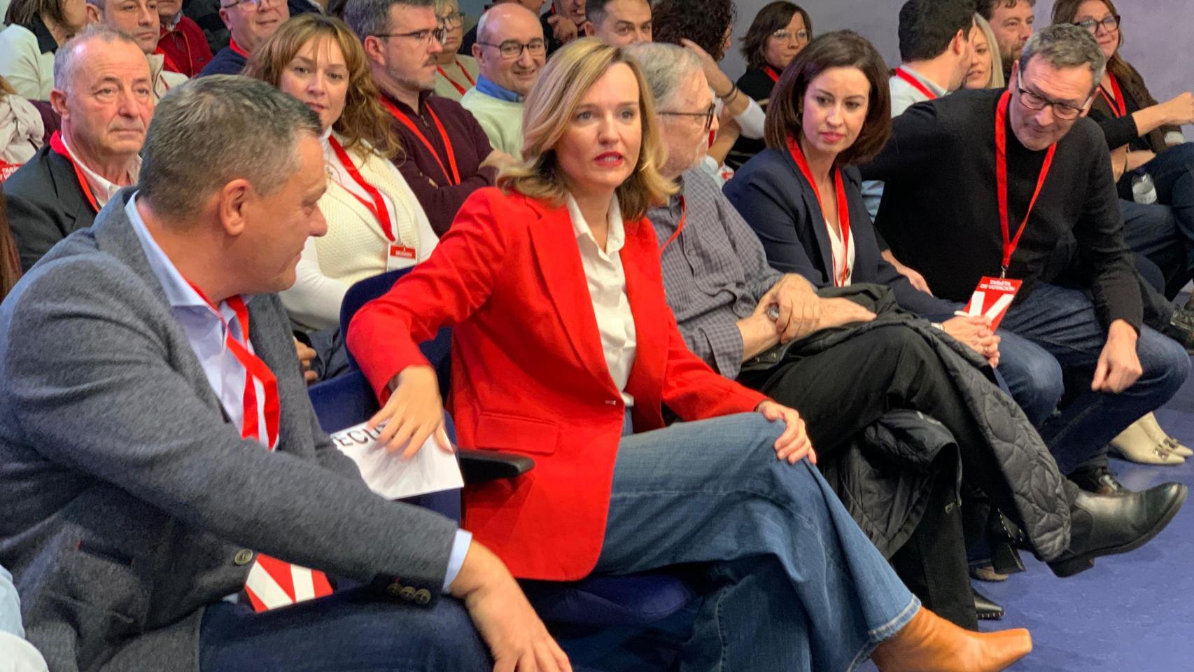 Pilar Alegría, este viernes en la sede del PSOE-Aragón.