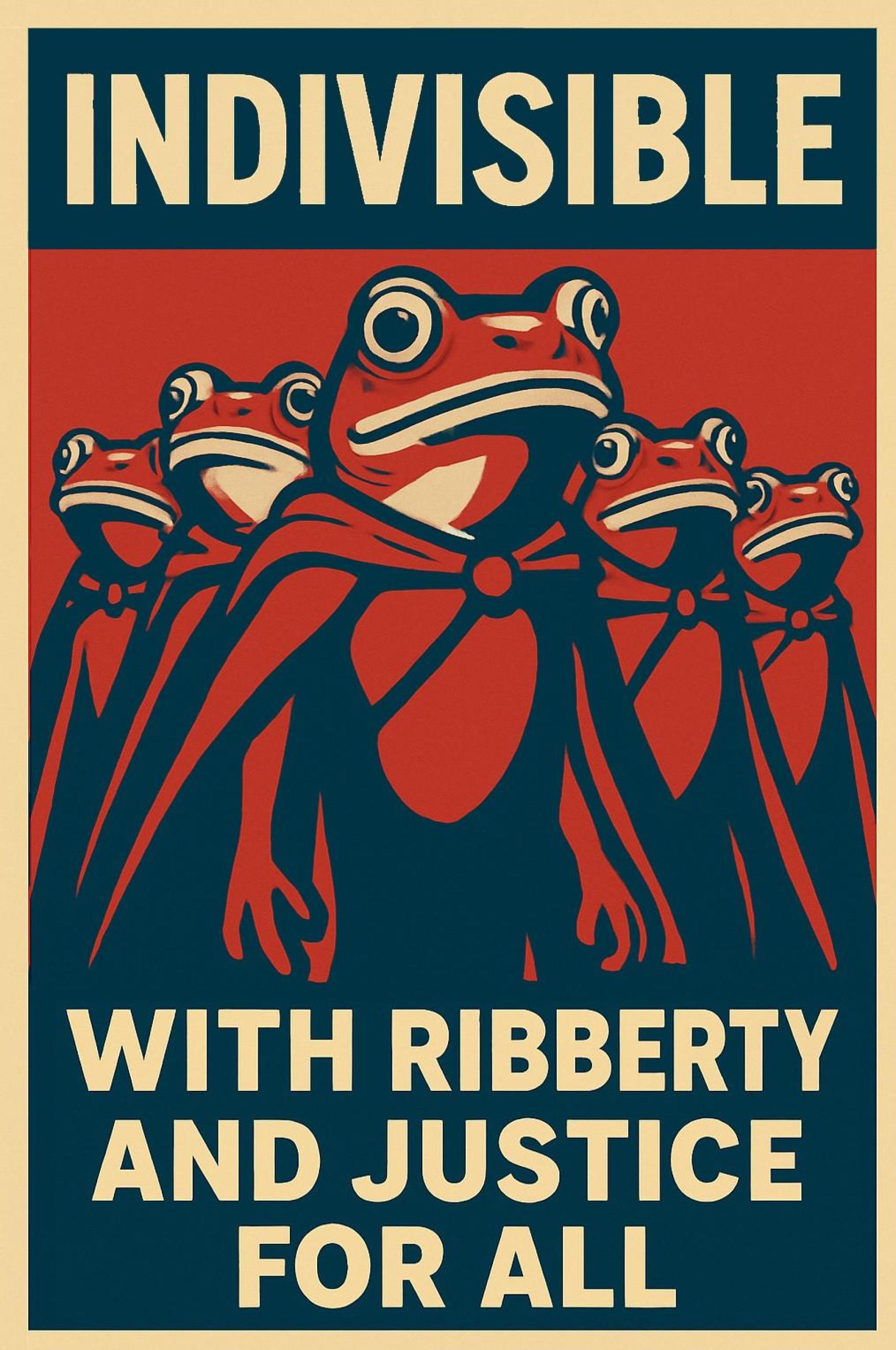 Posters with Portland's famous inflatable frogs circulating online.