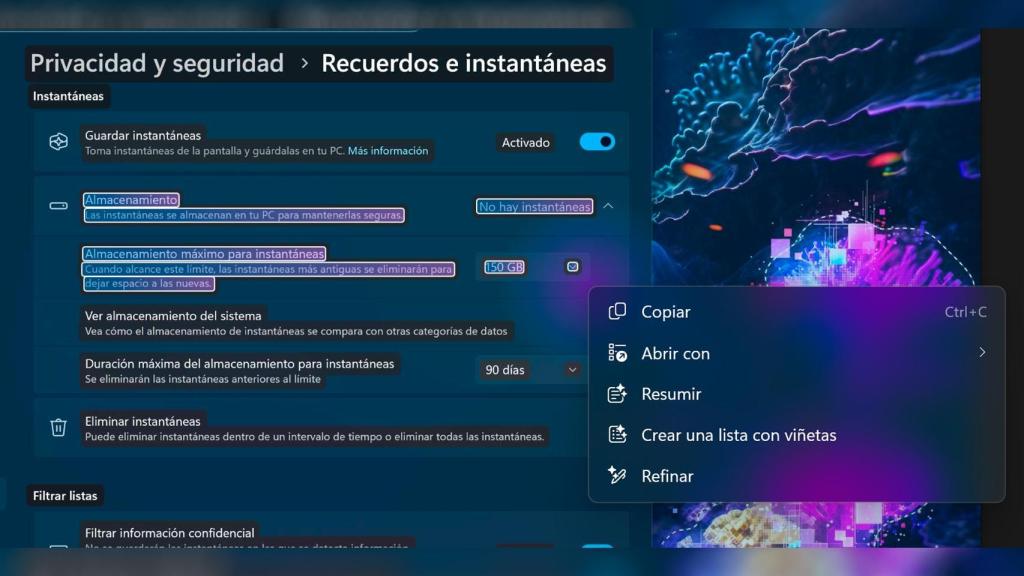 Tomando texto con Recall de Windows 11