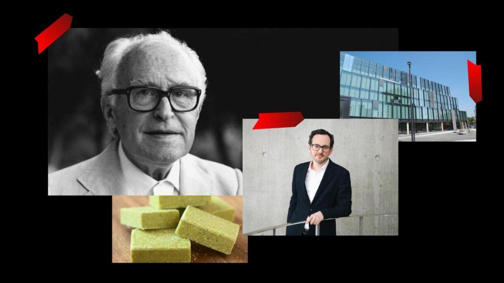 A la izquierda, Lluis Canals, primera generación de Avecrem; en el centro, Artur Carulla Mas, actual CEO; a la derecha, la sede.