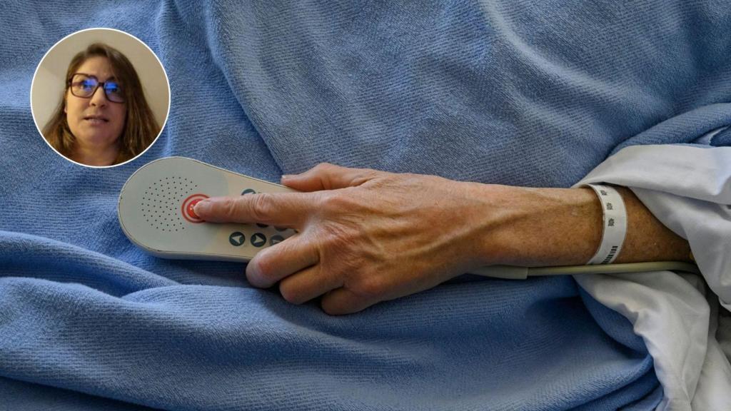 Montaje con una imagen de Almudena y una imagen de archivo de un hospital.