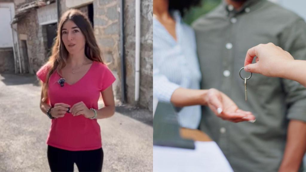 Montaje con una imagen de Carla y una imagen de archivo de la llave de una vivienda.