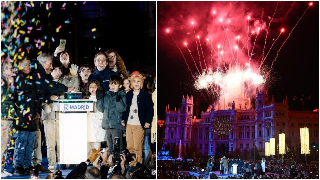 Almeida, durante el encendido de luces de Madrid.