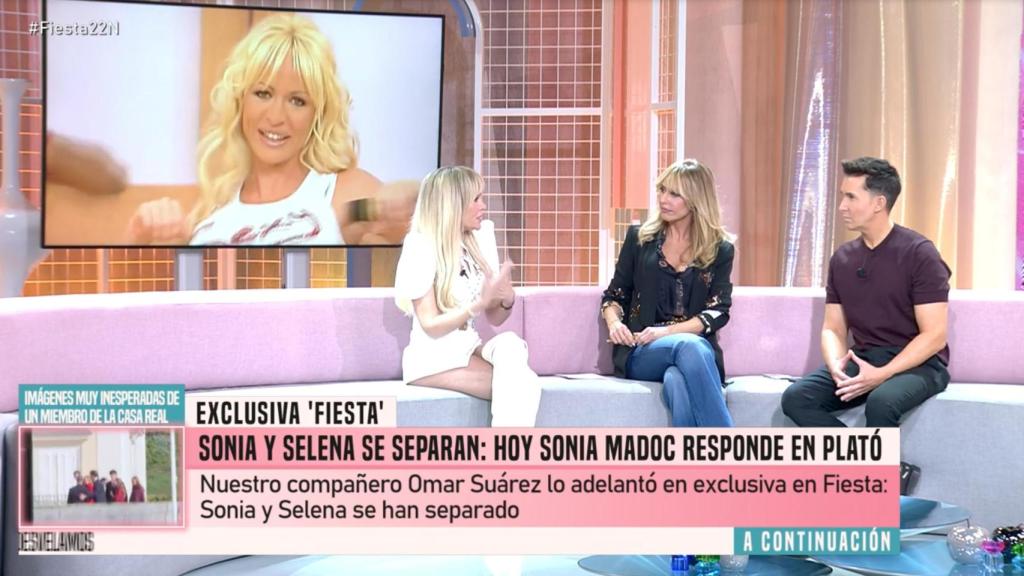 Sonia Madoc, Emma García y Omar Suárez en 'Fiesta'.