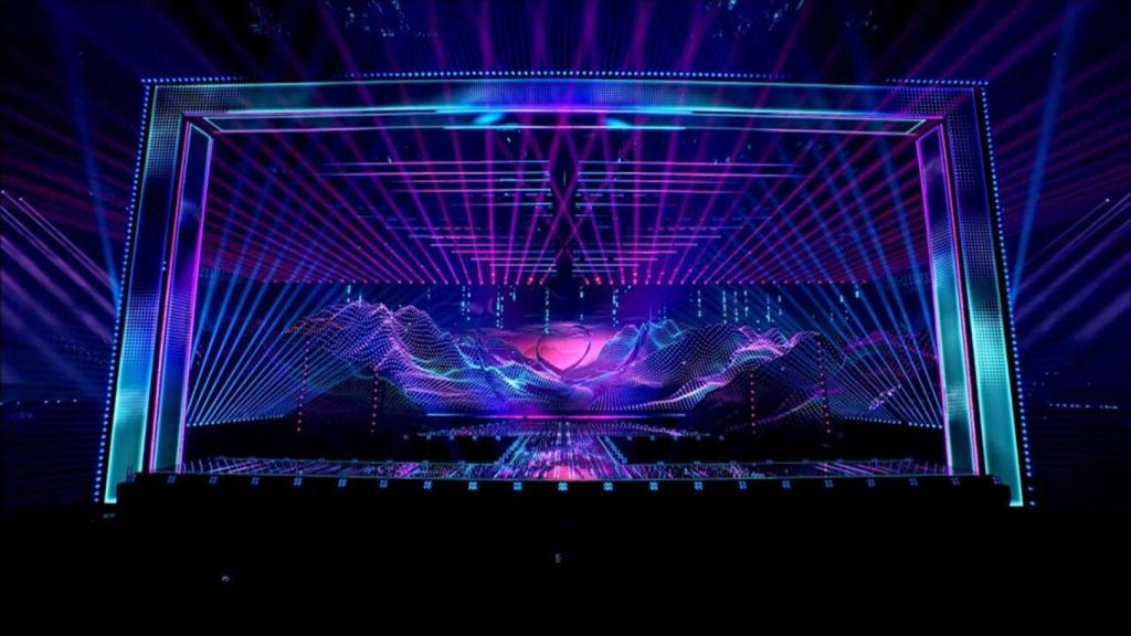 Escenario del Festival de Eurovisión 2025 en el estadio St. Jakobshalle en Basilea (Suiza).