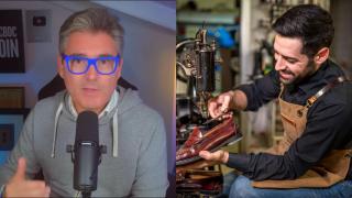 Montaje con una imagen de Marc Vidal y una imagen de archivo de un trabajador.