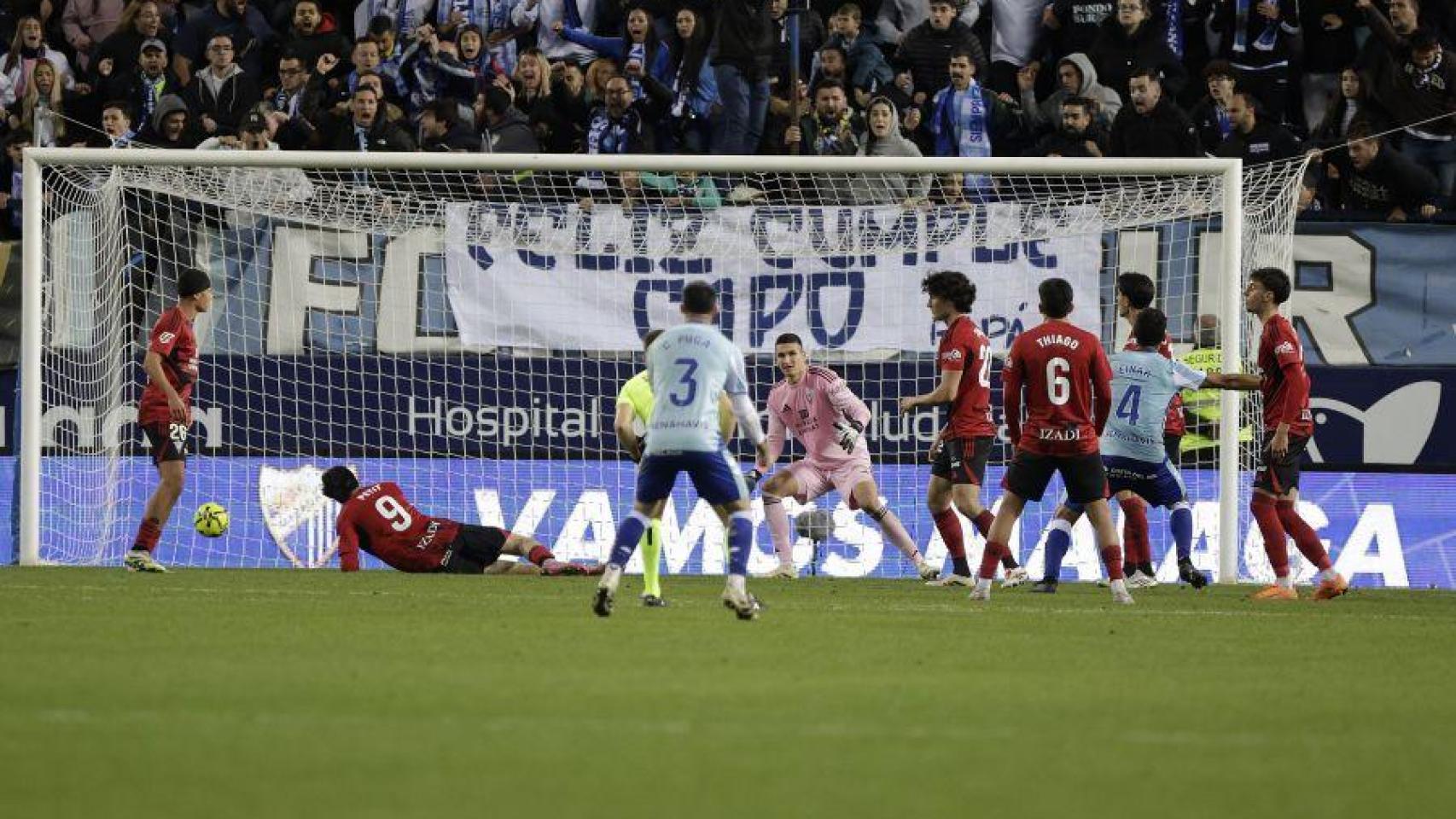 El gol de Einar Galilea que le da la victoria al Málaga en el último suspiro contra el Mirandés.