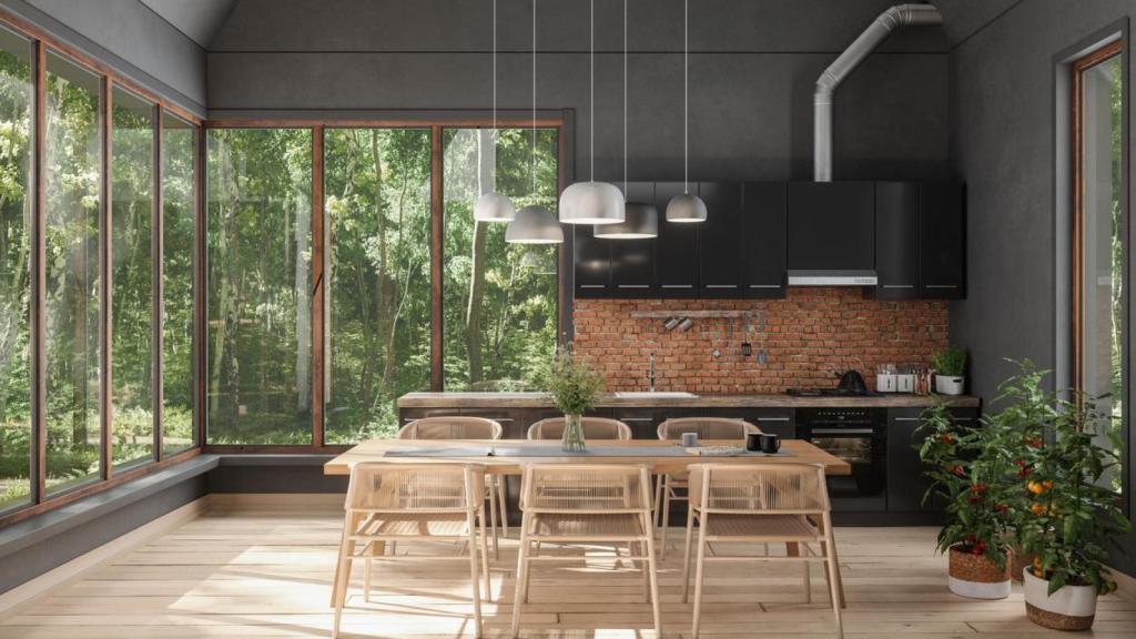 Interior de una casa prefabricada.