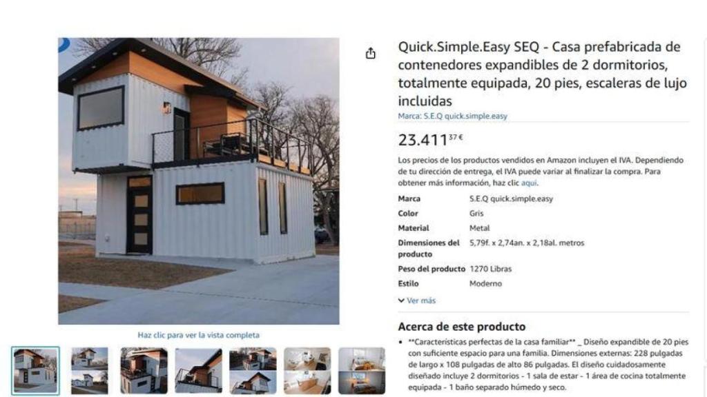 Captura de la casa prefabricada que vende Amazon.