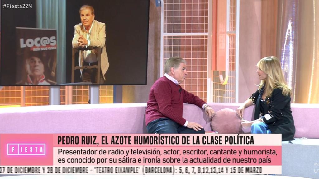 Emma García entrevista a Pedro Ruiz en 'Fiesta'.