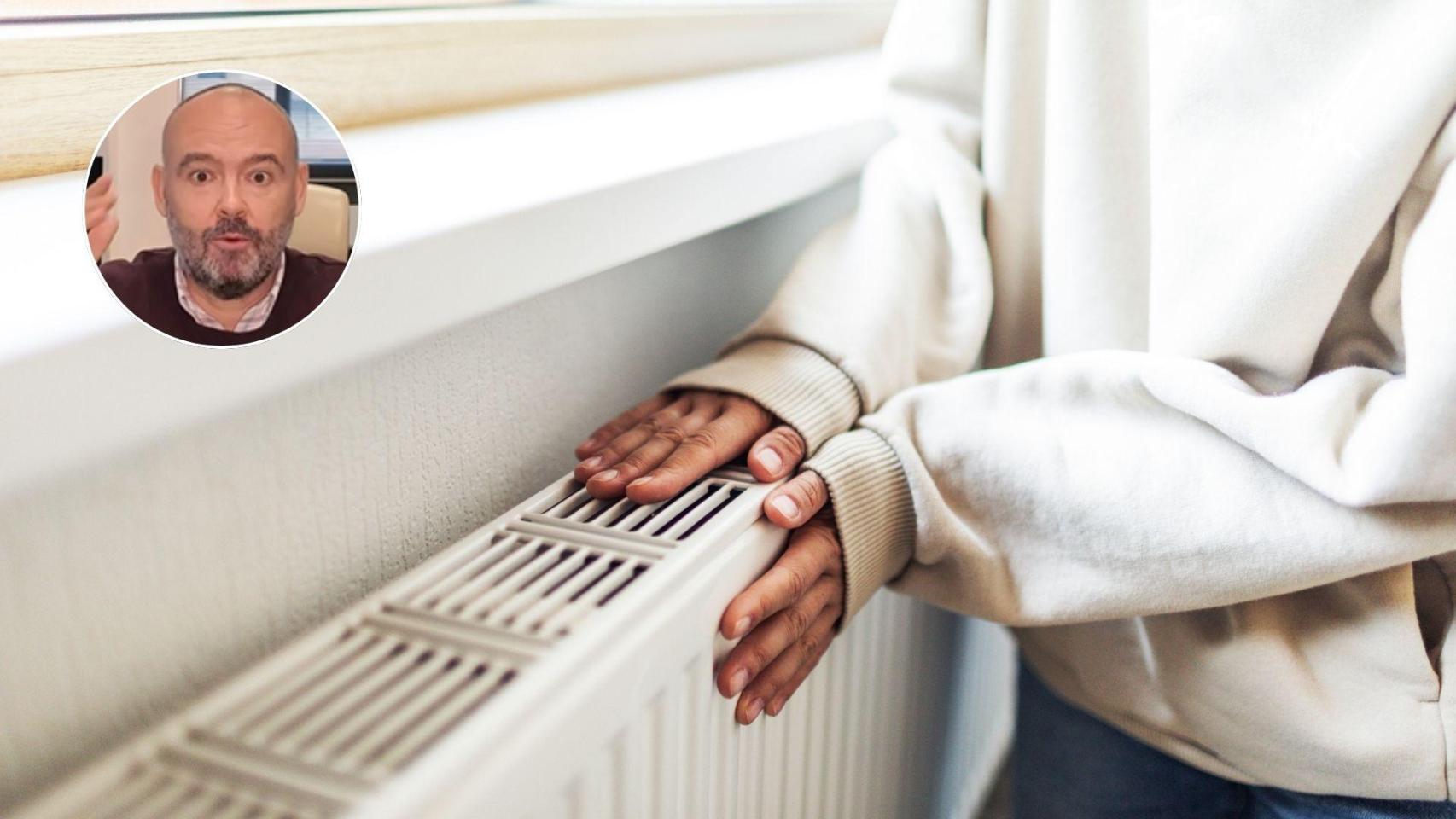 Montaje con una imagen de archivo de una calefacción y una imagen de Jaime Pla.