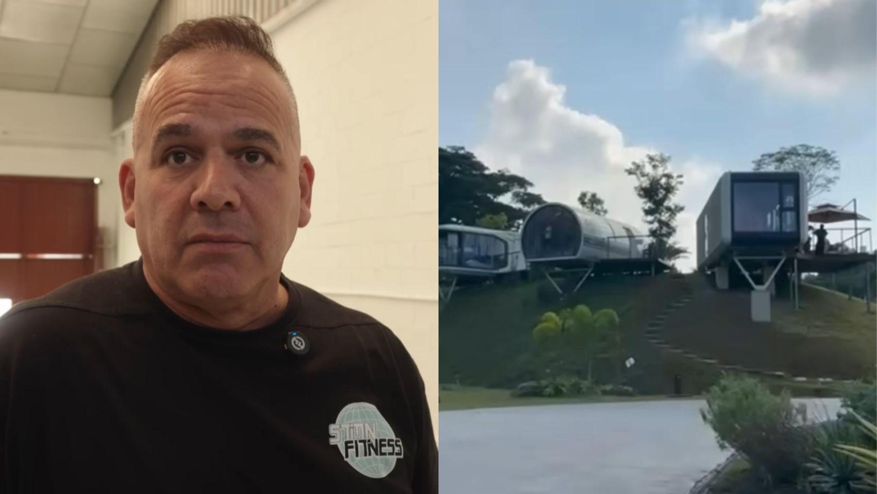 Montaje con una imagen de Yan y una imagen de las cápsulas para vivir.