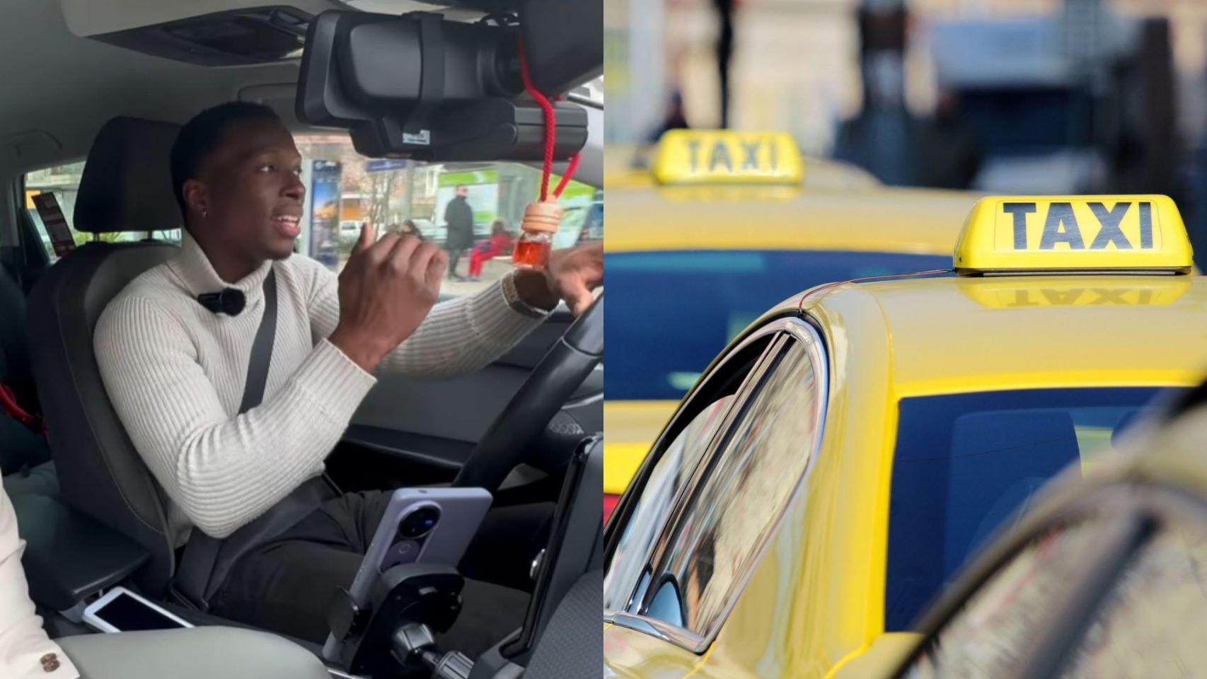 Montaje con una imagen de Lion y una imagen de archivo de un taxi.