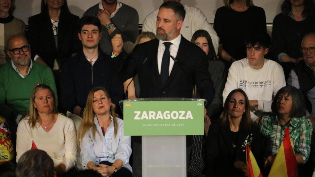 Santiago Abascal, en un mitin en Zaragoza