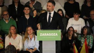 Santiago Abascal, en un mitin en Zaragoza
