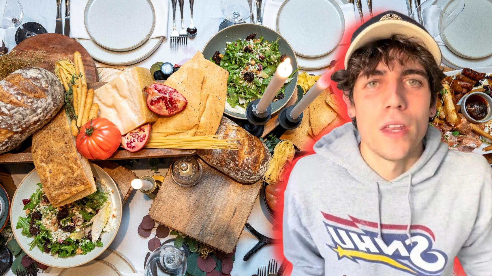 Javi, joven que vive en un minipiso, en un montaje de El Español