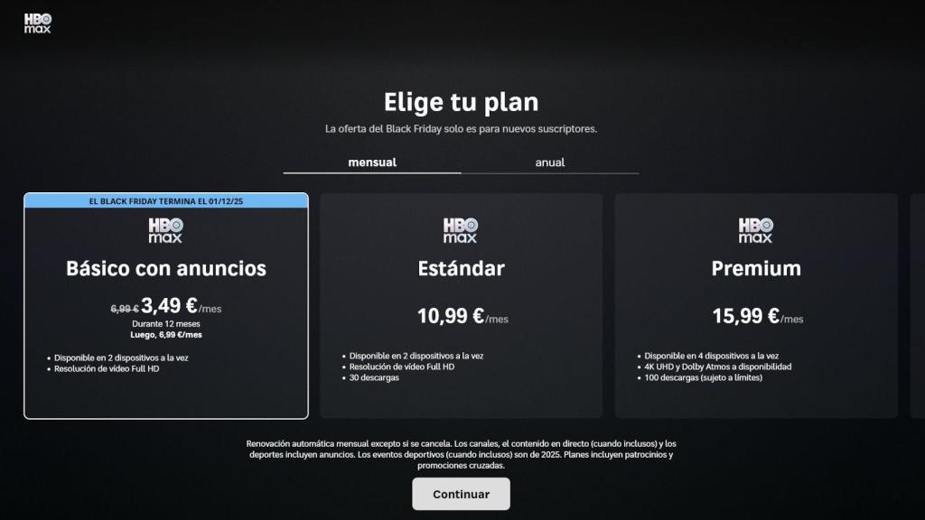 Planes de HBO Max para el Black Friday 2025