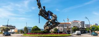 Plaza de España de Vigo engalanada para un partido del Celta.