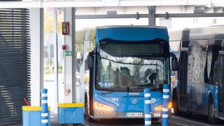 Autobuses en las cocheras de la EMT en Madrid.