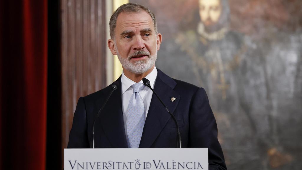El rey Felipe VI durante su intervención en el acto de apertura del curso académico 2025/2026 de las universidades españolas. Efe / Ana Escobar