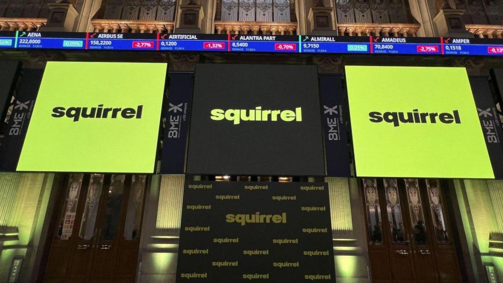 Logo de Squirrel Media en la Bolsa de Madrid.