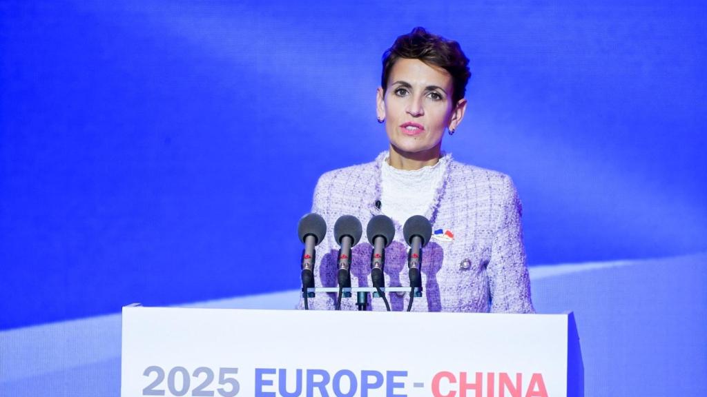 La presidenta de Navarra, María Chivite, la semana pasada en China.