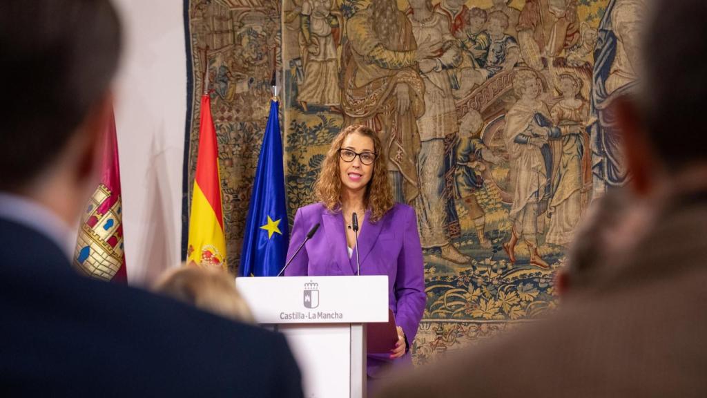 Sara Simón durante la firma del Acuerdo de Coordinación Institucional y Aplicación de los Protocolos para la Prevención de la Violencia de Género y Atención a las Mujeres.