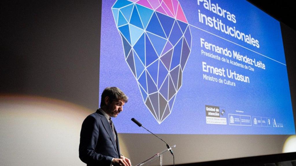 Ernest Urtasun, esta mañana en la Academia de Cine. Foto:  Ministerio de Cultura