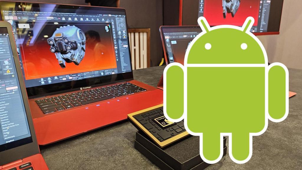 Fotomontaje de Snapdragon X con la mascota de Android
