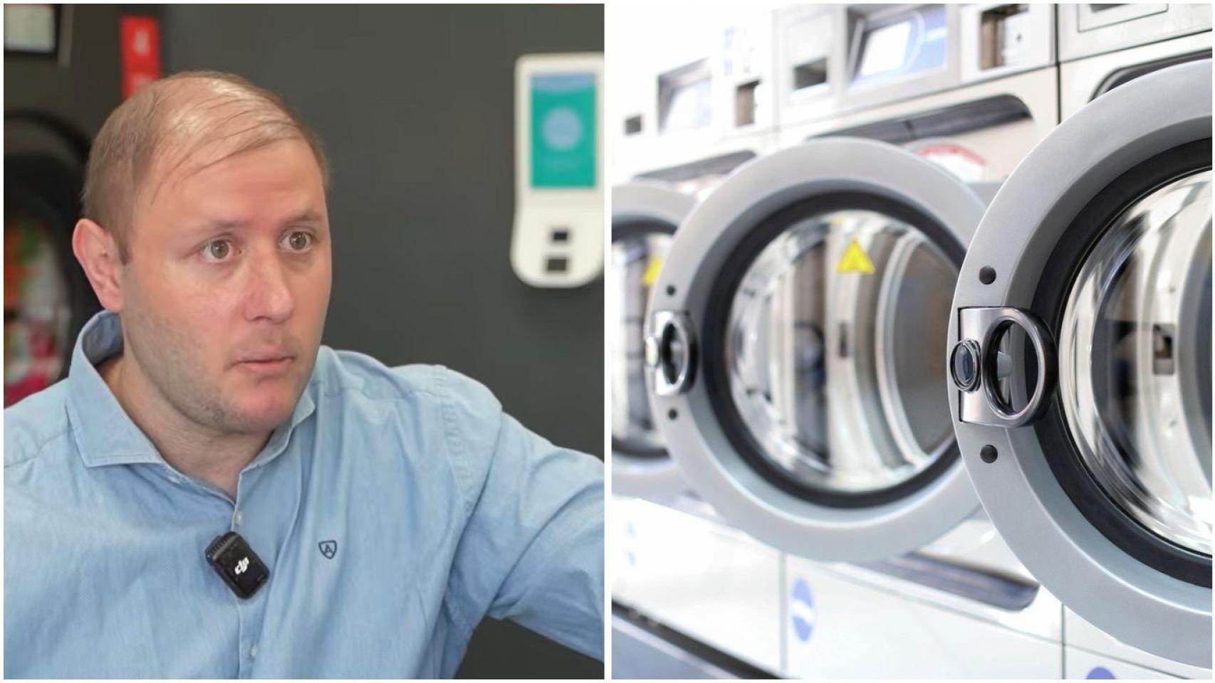 Montaje de Marc, dueño de una lavandería de autoservicio en Castellón.