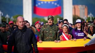 Maduro este martes durante una marcha en Caracas.