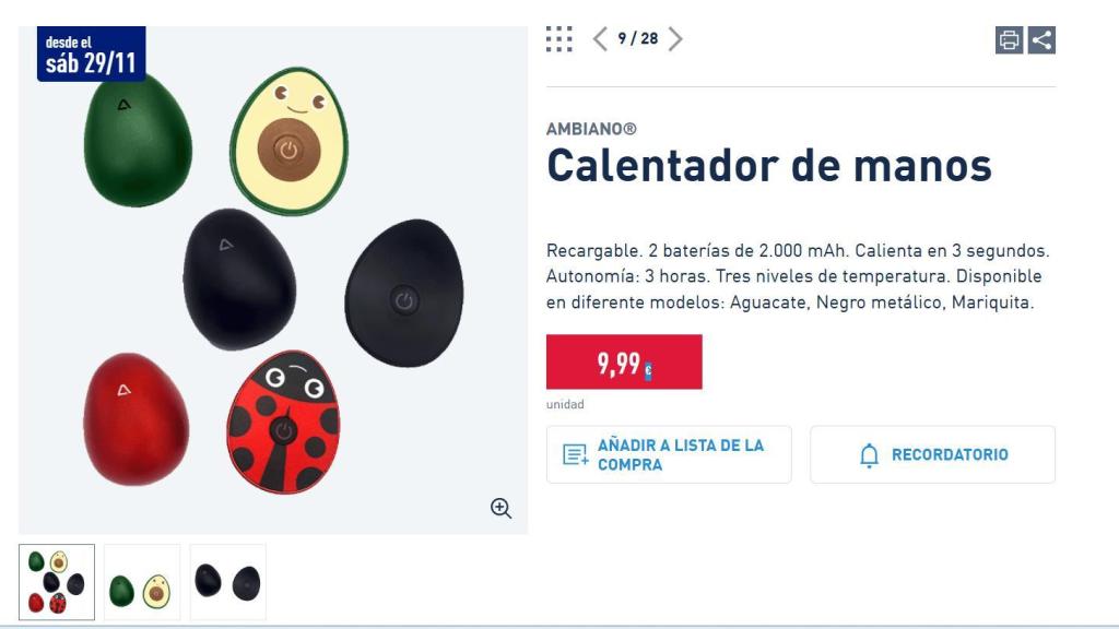 Calentador de manos.