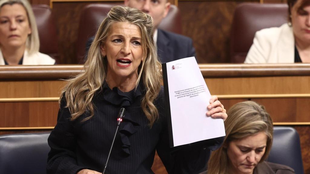 Yolanda Díaz este miércoles durante la sesión de control en el Congreso.