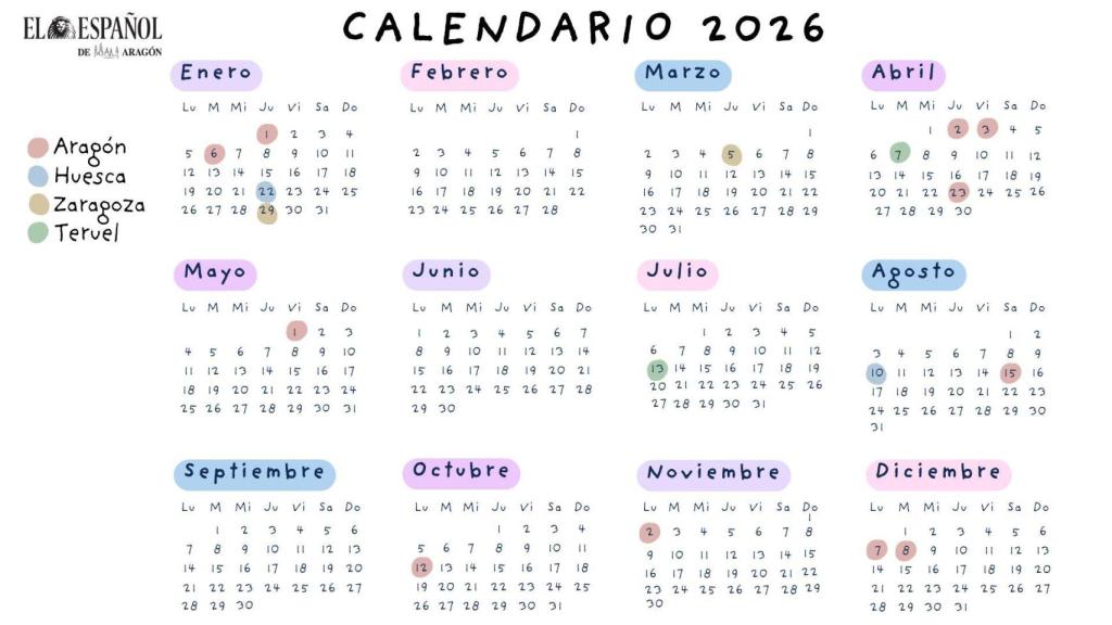 Calendario Laboral 2026 Aragón.