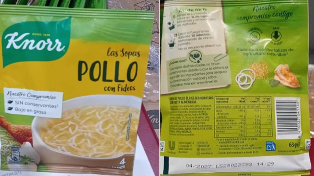 Imagen distribuida por AESAN de los lotes afectados.