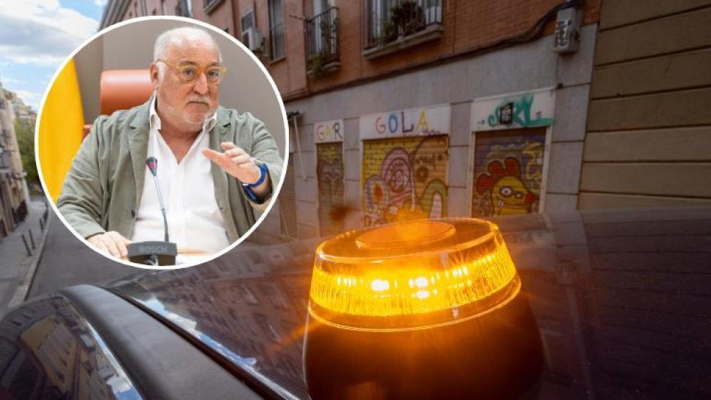 Pere Navarro, director de la DGT, y una de las polémicas balizas V16