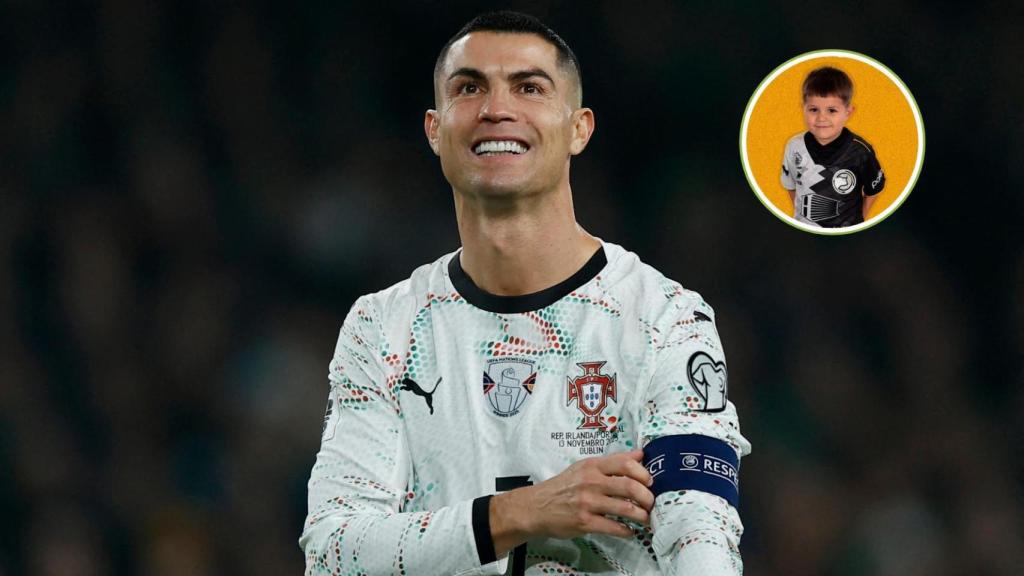 Cristiano Ronaldo, y el pequeño Cristiano Ronaldo de Unionistas de Salamanca.