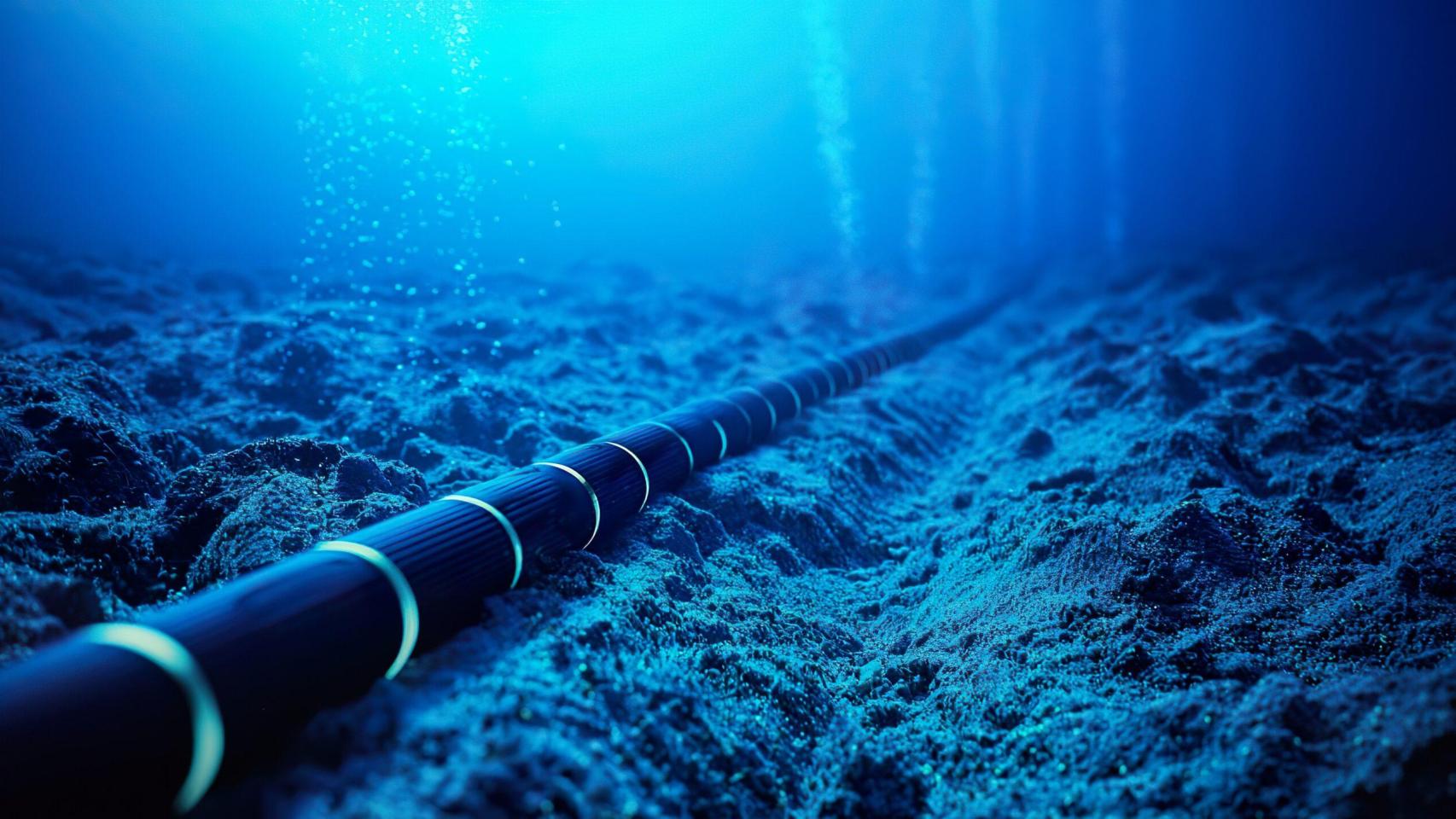 Imagen de archivo de un cable submarino de fibra óptica.