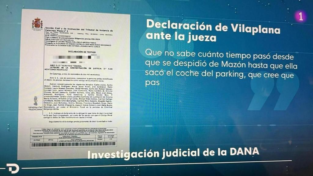 Captura del documento emitido dos veces por TVE con los datos personales de Maribel Vilaplana. EE