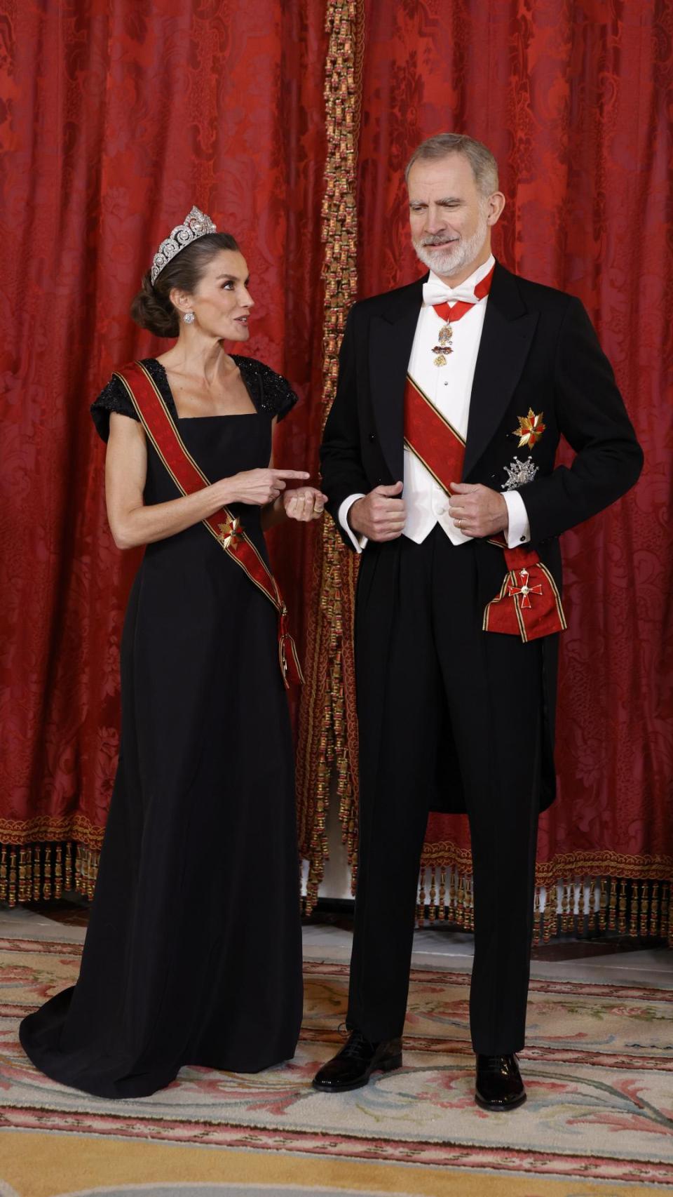 Los Reyes Felipe VI y Letizia, en la cena de gala ofrecida al gobernante alemán y su esposa.