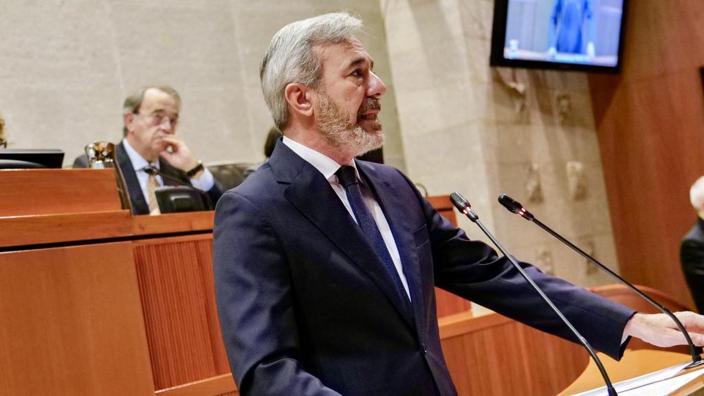 Azcón, este jueves en el pleno de las Cortes de Aragón.