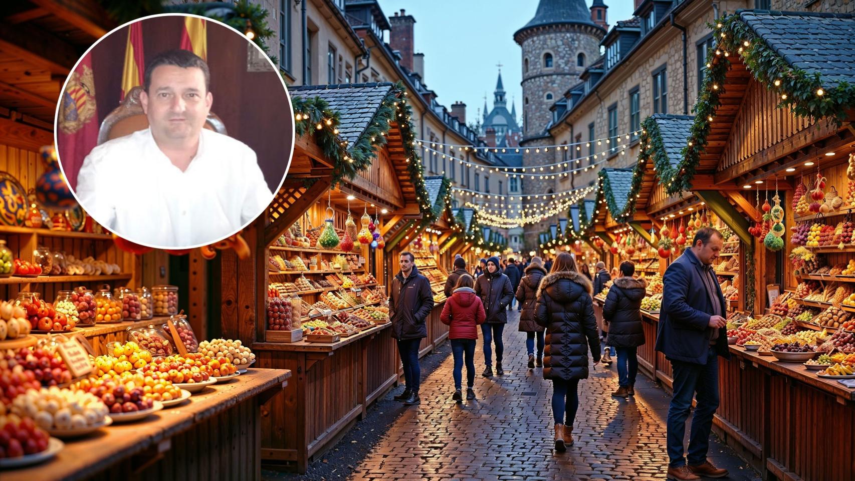 El alcalde de Alcañiz y un mercadillo navideño.