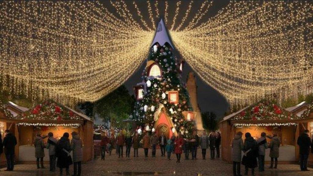 El mercadillo de Navidad de Plaza es España en Madrid.
